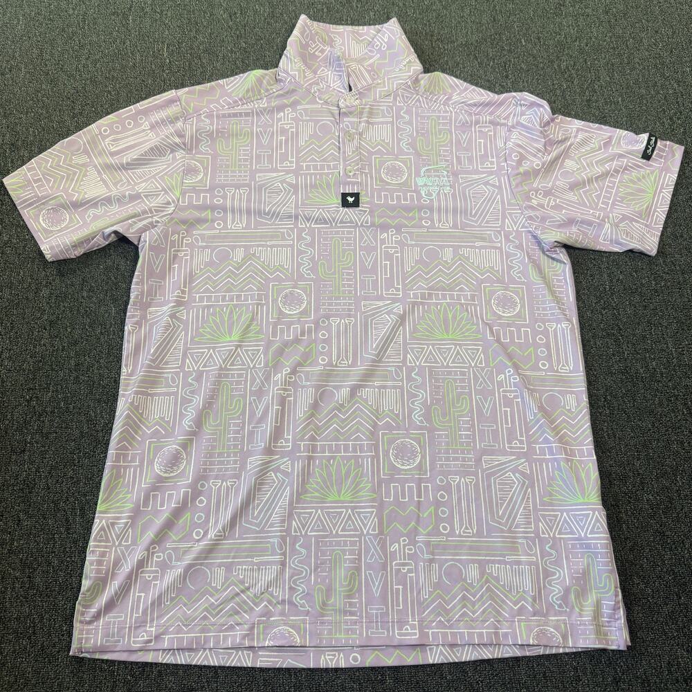 Vintage Y2k Bad Birdie Golf Waste Management Purple Cactus Embroidered Polo M